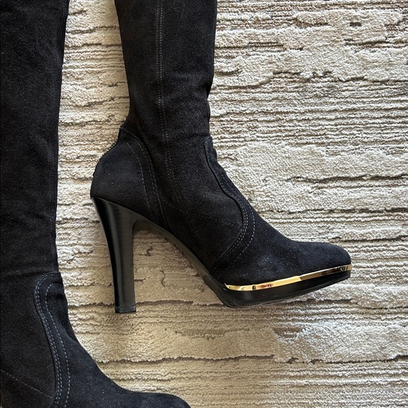 Tory Burch Suede Boots with Gold Accents - Picture 6 of 14